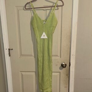 Abrand Green Spaghetti Strap Slip Dress